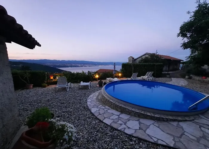 Stone House In Dobrec With Sea View & Pool